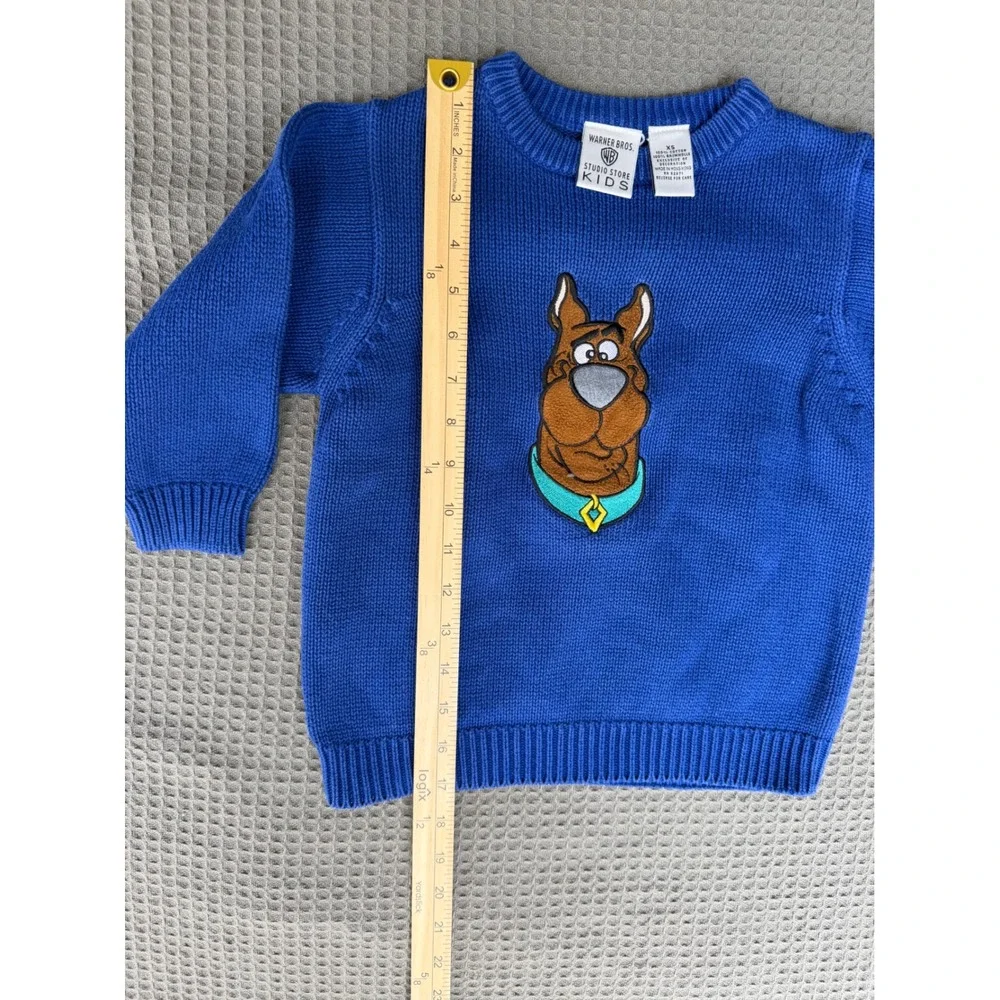 Vintage 1997 Warner Bros Scooby-Doo Blue Knit Sweater Kids XS Cartoon Network